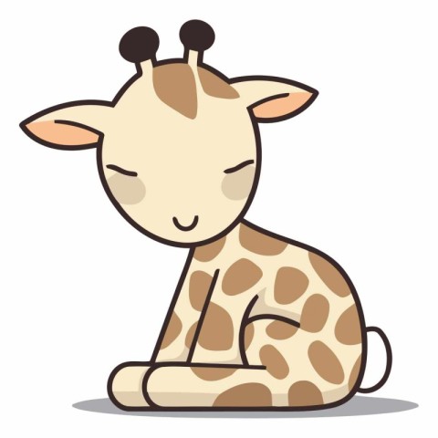 Giraffe cute character cartoon vector illustration. Giraffe anim