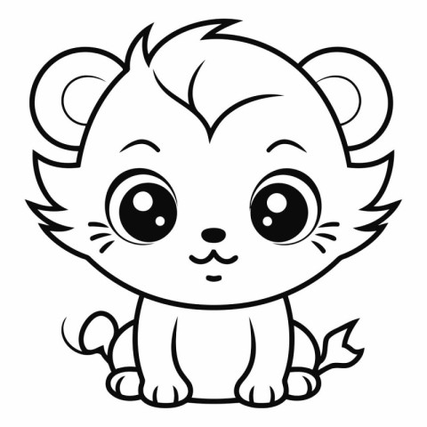 cute little hamster with big eyes. black and white vector illust