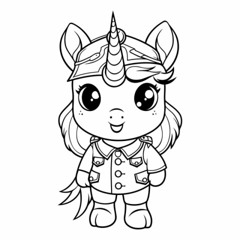 Coloring Page Outline Of cartoon unicorn. Coloring book for kids