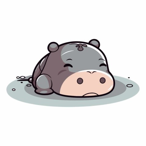 Cute hippopotamus in a puddle.