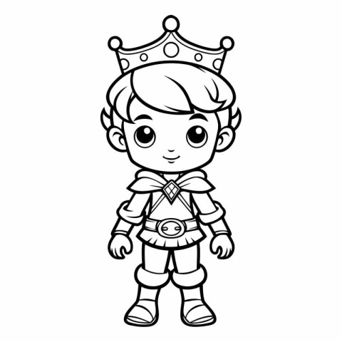 Coloring Page Outline Of cartoon prince with crown on his head