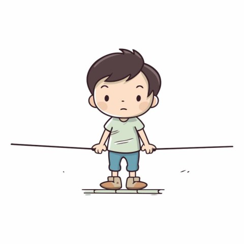 boy on tightrope cartoon vector illustration hand drawn sketch d