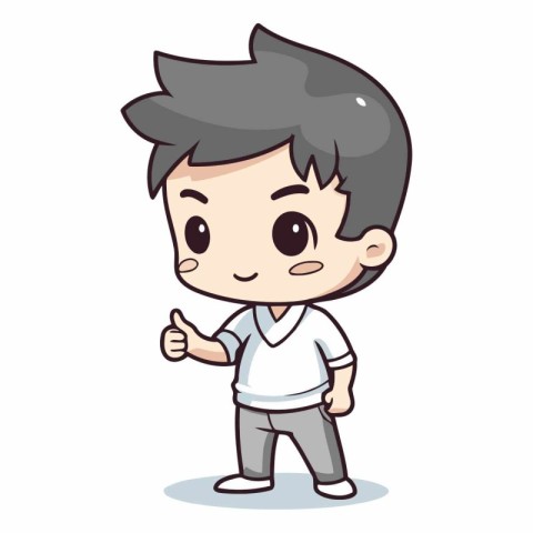 Thumbs up cute boy character vector illustration design. Cartoon