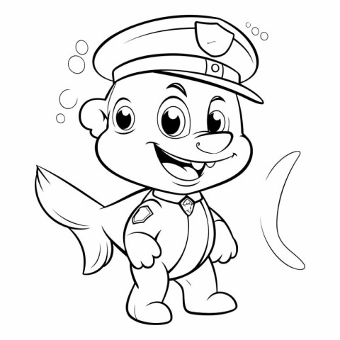 Coloring Page Outline Of a Cartoon Marine Policeman Coloring Boo