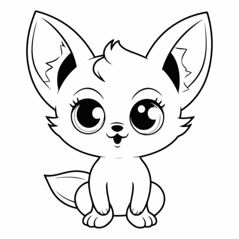 Cute cartoon fox isolated on a white background.