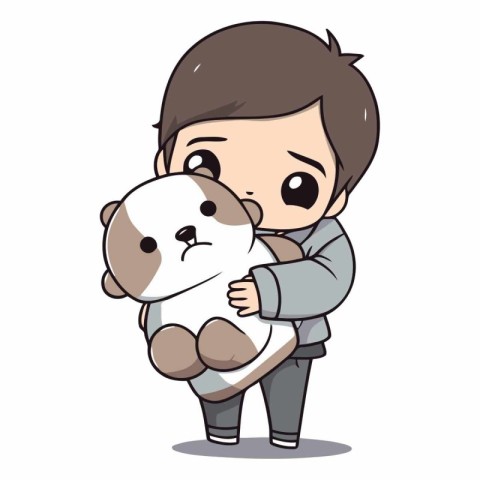 Cute boy with panda mascot cartoon vector illustration graphic d