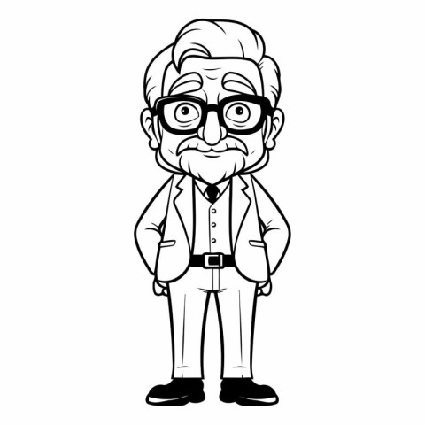 Grandfather Cartoon Mascot Vector Illustration. Grandfather Hips