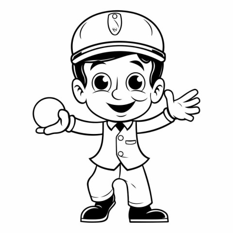 Cute Little Boy Playing Baseball Cartoon Mascot Character Illust