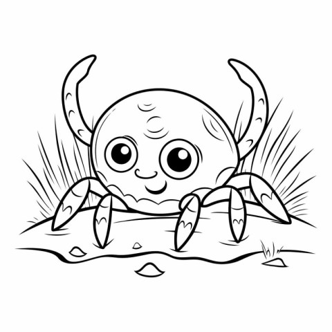 Coloring book for children: crab. Cartoon character.