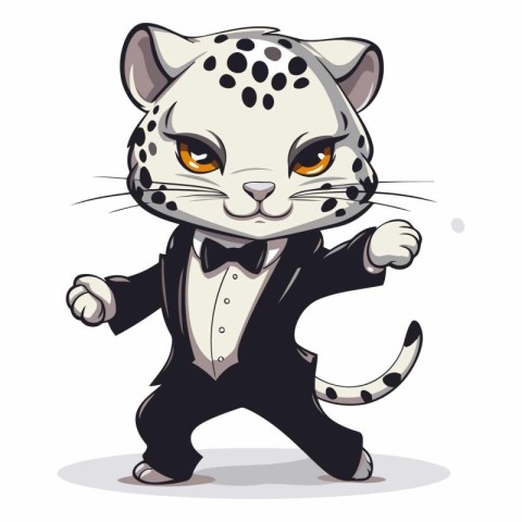 Cute cartoon leopard in a tuxedo.