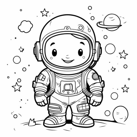 Coloring book for children: astronaut in spacesuit.