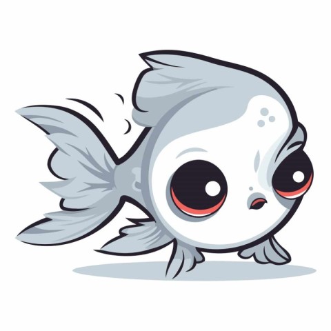 Illustration of a Cute Fish Cartoon Character on White Backgroun