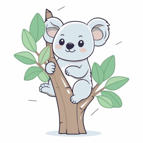 Cute koala sitting on a tree branch.