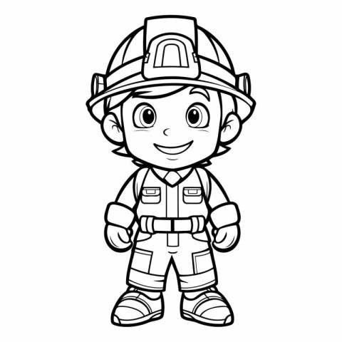 Fireman Cartoon Mascot Character Vector Illustration. Isolated O