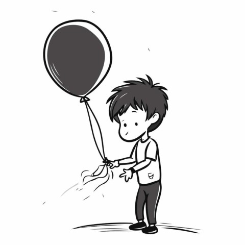 Boy with balloon. sketch for your design EPS10