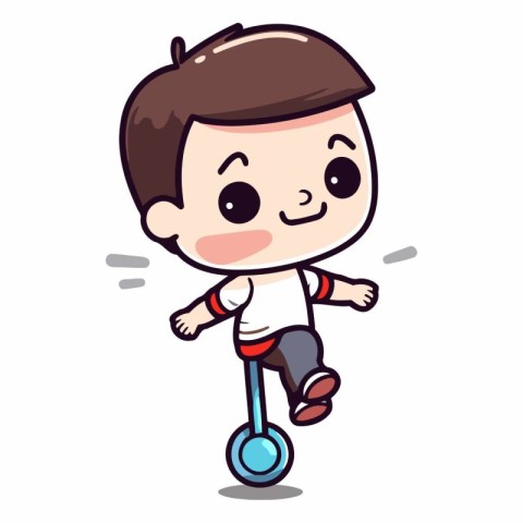 Boy riding a scooter character cartoon vector illustration graph