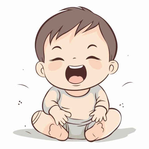 Cute baby boy laughing isolated on white background.