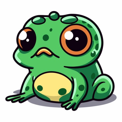 Cute cartoon frog isolated on a white background.