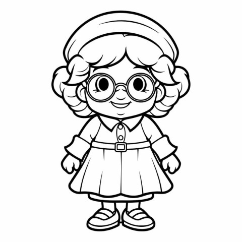 Coloring book for children: Little girl in glasses.