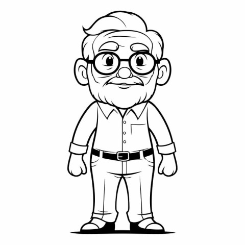 Grandfather Cartoon Mascot Character Vector Illustration. Grandf