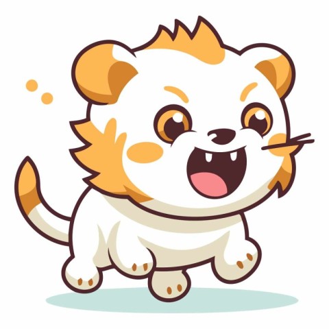 Cute cartoon lion isolated on a white background.