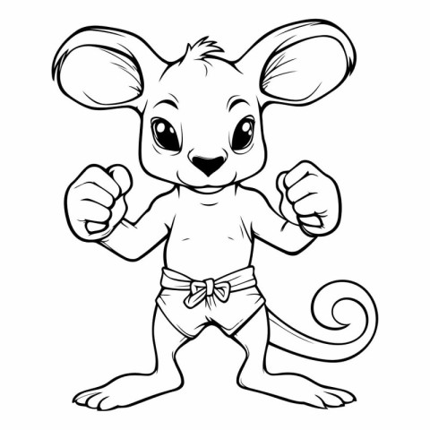 Cute cartoon mouse for coloring book or page.