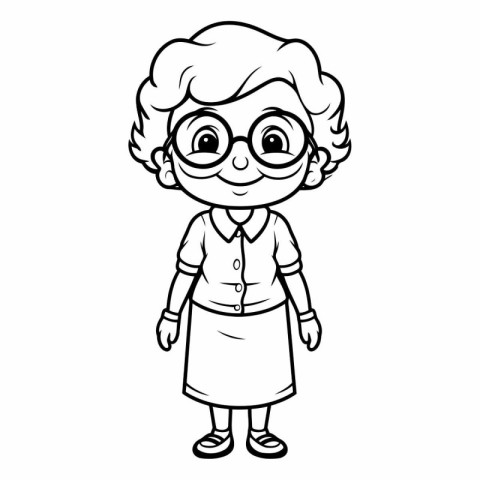 Cute cartoon grandmother isolated on a white background.