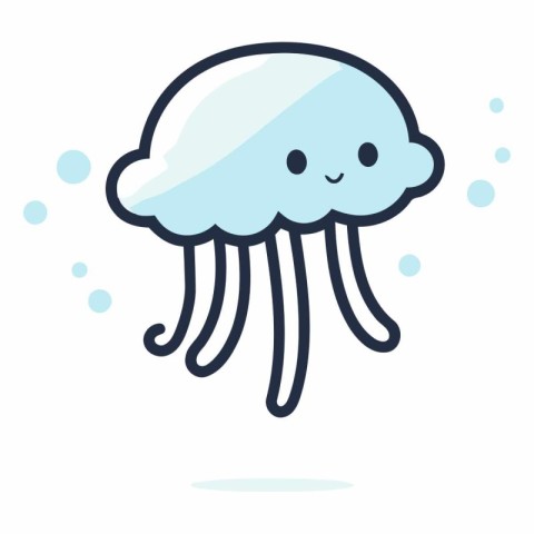 Cute cartoon jellyfish. Flat design style.