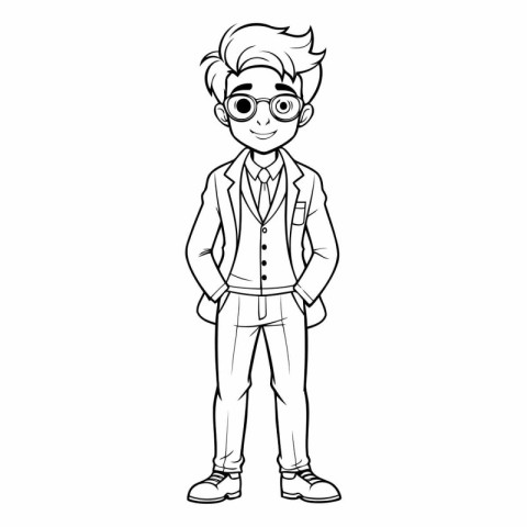 Young man with glasses cartoon vector illustration graphic desig