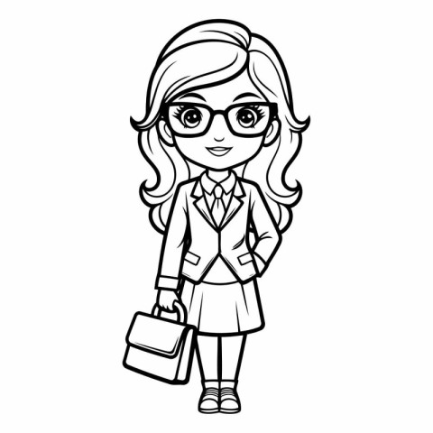 Vector illustration of a cute cartoon business woman in glasses