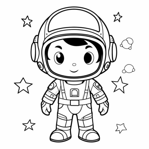 Coloring book for children: astronaut in space suit.