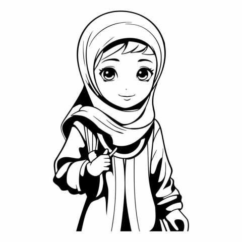 Arabic girl in a hijab showing thumbs up.