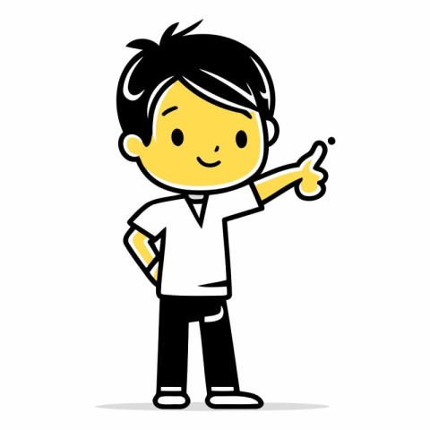 Boy showing thumbs up gesture in doodle style.