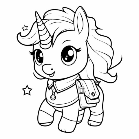 Coloring book of cute unicorn for children. Coloring page