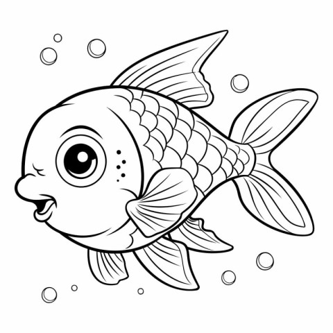 Coloring book for children: goldfish. Black and white vector ill