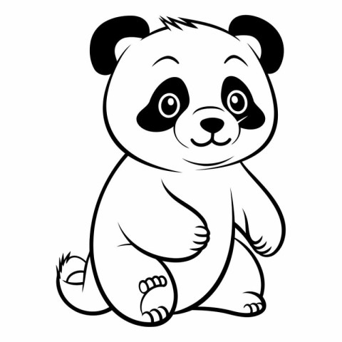 Cute panda - black and white vector illustration for coloring bo