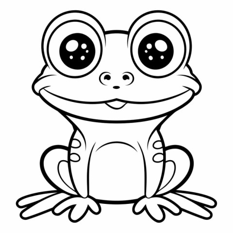 Black and White Cartoon Illustration of Funny Frog Animal Charac