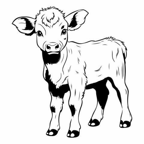 Vector image of a calf on a white background. Farm animal.