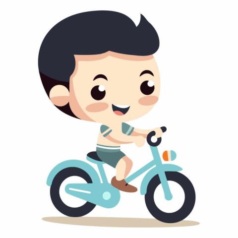 cute little boy riding a bicycle cartoon vector design illustrat