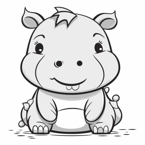 Cute rhinoceros cartoon isolated on a white background.