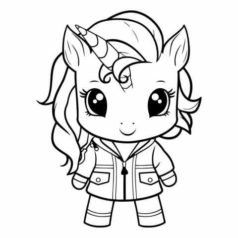 Coloring Page Outline Of Cute Cartoon Unicorn Vector Illustratio