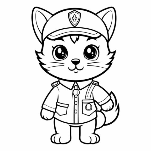 Black and White Cute Cartoon Cat Police Officer Mascot Character