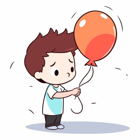 Boy with balloon of a boy in casual clothes.