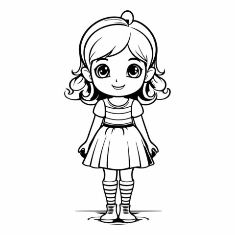 Cute cartoon girl. Coloring book for children.