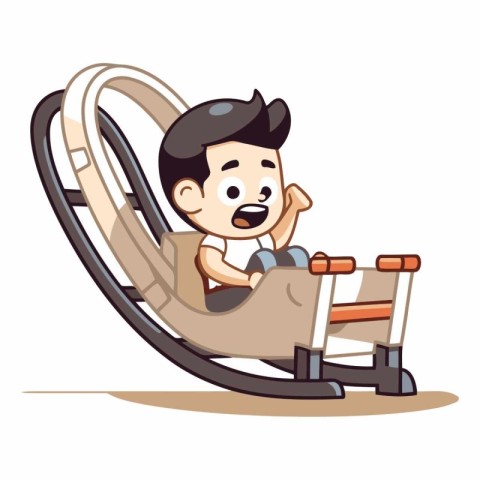 Man sliding on roller coaster - Vector character cartoon illustr