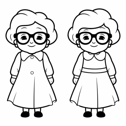 Grandmother and grandmother with glasses in black and white.