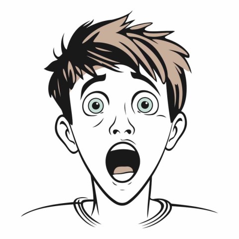 Portrait of a boy with surprised facial expression.