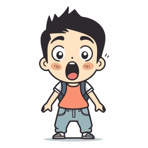 Surprised boy vector illustration. Cute boy cartoon character.