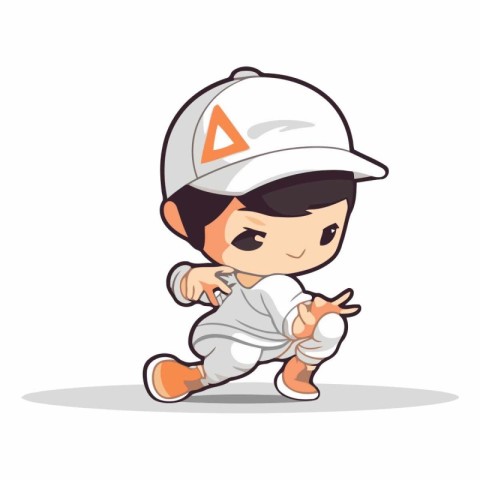 Baseball Player - Cute Cartoon Mascot Character Vector Illustrat