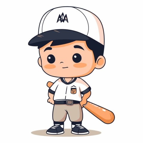 Baseball Player - Cute Cartoon Mascot Character Illustration